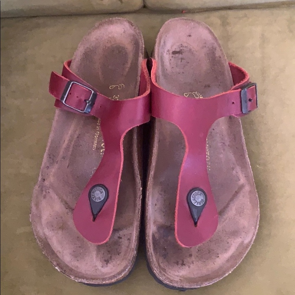 Red leather Birkenstock’s